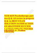 Nurs 6635 psychotherapy part two EXAM QUESTIONS & ANSWERS/ LATEST UPDATE 2023-2024 / RATED A+