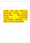 Hesi rn mental health final practice EXAM QUESTIONS & ANSWERS/ LATEST UPDATE 2023-2024 / RATED A+