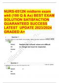 Nurs 6512n midterm EXAM QUESTIONS & ANSWERS/ LATEST UPDATE 2023-2024 / RATED A+