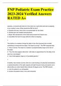 FNP Pediatric Exam Practice 2023-2024 Verified Answers RATED A+