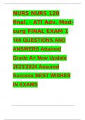 Nurs 120 final EXAM QUESTIONS & ANSWERS/ LATEST UPDATE 2023-2024 / RATED A+