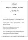 NGR6801 ADVANCED NURSING LEADERSHIP LATEST EXAM 2024.