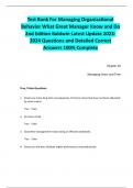 Test Bank For Managing Organizational Behavior What Great Manager Know and Do 2nd Edition Baldwin Latest Update 2023-2024 Questions and Detailed Correct Answers 100% Complete