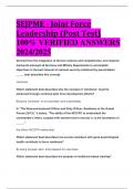 SEJPME - Joint Force Leadership (Post Test) 100% VERIFIED ANSWERS  2024/2025