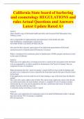 California State board of barbering  and cosmetology REGULATIONS and  rules Actual Questions and Answers  Latest Update Rated A+ 