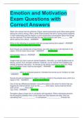 Emotion and Motivation Exam Questions with Correct Answers