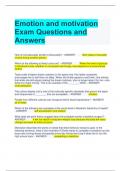 Emotion and motivation Exam Questions and Answers