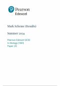 GCSE EDEXCEL June 2024 Higher Triple Science Biology Paper 2 Mark Scheme