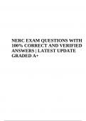 NERC EXAM QUESTIONS WITH 100% CORRECT AND VERIFIED ANSWERS LATEST UPDATE 2024 GRADED A+