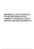 PRIMERICA LIFE INSURANCE EXAM QUESTIONS WITH CORRECT ANSWERS LATEST UPDATE 2024 (GRADED A+)