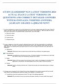 ATI RN LEADERSHIP NGN LATEST VERSIONS 2024 ACTUAL EXAM 2 LATEST VERSIONS 138 QUESTIONS AND CORRECT DETAILED ANSWERS WITH RATIONALES (VERIFIED ANSWERS) |ALREADY GRADED A+||BRAND NEW!! 