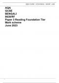 AQA GCSE BENGALI 8638/RF Paper 3 Reading Foundation Tier Mark scheme June 2023 