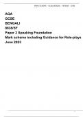 AQA GCSE BENGALI 8638/SF Paper 2 Speaking Foundation Mark scheme including Guidance for Role-plays June 2023