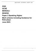 AQA GCSE BENGALI 8638/SH Paper 2 Speaking Higher Mark scheme including Guidance for Role-plays June 2023