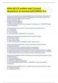 AHA ACLS written test Correct Questions & Answers(SCORED A+)