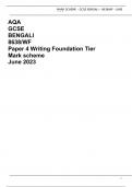 . AQA GCSE BENGALI 8638/WF Paper 4 Writing Foundation Tier Mark scheme June 2023 