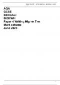 AQA GCSE BENGALI 8638/WH Paper 4 Writing Higher Tier Mark scheme June 2023 