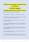 LEED Green Associate: Practice Exam  #1 & Terms 2023/2024 updated Questions and Answers 100% Correct