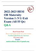 HESI OB Maternity Version 1 (V1) Exit Exam (All 55 Qs) TB w/Pics Included!! A++