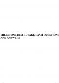 MILESTONE HESI RETAKE EXAM QUESTIONS AND ANSWERS. 