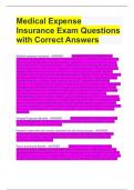 Medical Expense Insurance Exam Questions with Correct Answers