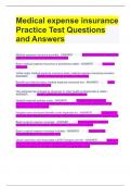 Medical expense insurance Practice Test Questions and Answers