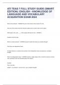 ATI TEAS 7 FULL STUDY GUIDE (SMART EDITION): ENGLISH - KNOWLEDGE OF LANGUAGE AND VOCABULARY ACQUISITION EXAM 2024