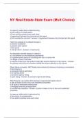 NY Real Estate State Exam (Mult Choice) with correct Answers