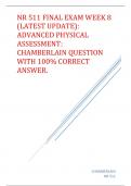 NR 511 FINAL EXAM WEEK 8 (LATEST UPDATE): ADVANCED PHYSICAL ASSESSMENT: CHAMBERLAIN QUESTION WITH 100% CORRECT ANSWER. 