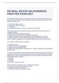 PSI REAL ESTATE SALESPERSON PRACTICE EXAM 2023-2024