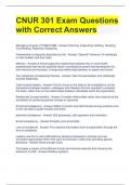 CNUR 301 Exam Questions with Correct Answers 