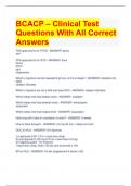 BCACP – Clinical Test  Questions With All Correct  Answers