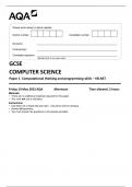 AQA GCSE COMPUTER SCIENCE Paper 1 Computational thinking and programming skills – VB.NET 2023