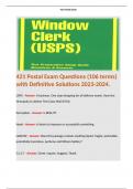 421 Postal Exam Questions (106 terms) with Definitive Solutions 2023-2024. Terms like: USPS - Answer: A business. One stop shopping for all delivery needs. Have the Monopoly to deliver First Class Mail (FCM).