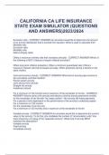 CALIFORNIA CA LIFE INSURANCE  STATE EXAM SIMULATOR (QUESTIONS  AND ANSWERS)2023/2024