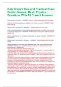 2024 Updated Dale Crane's Oral and Practical Exam Guide: General; Basic Physics Questions With All Correct Answers