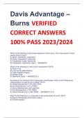 LATEST Davis Advantage – Burns VERIFIED CORRECT ANSWERS 100% PASS 2023/2024