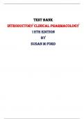 Test Bank for Introductory Clinical Pharmacology 12th Edition by Susan M Ford |All Chapters,  Year-2024|