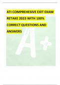 ATI COMPREHESIVE EXIT EXAM  RETAKE 2023 WITH 100%  CORRECT QUESTIONS AND  ANSWERS 