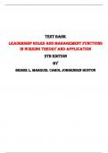 Test Bank for Leadership Roles and Management Functions in Nursing Theory and Application 9th Edition by Bessie L. Marquis, Carol Jorgensen Huston |All Chapters,  Year-2024|