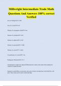 Millwright Intermediate Trade Math Questions And Answers 100% correct Verified