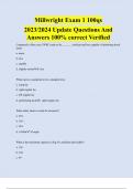 Millwright Exam 1 100qs 2023/2024 Update Questions And  Answers 100% correct Verified