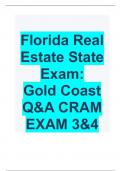 Florida Real Estate State Exam:  Gold Coast Q&A CRAM EXAM 3&4