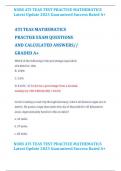  ATI TEAS MATHEMATICS PRACTISE EXAM QUESTIONS AND CALCULATED ANSWERS// GRADED A+