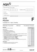 AQA GCSE POLISH Foundation Tier Paper 3 Reading QP 2023 