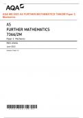 AQA MS 2023 AS FURTHER MATHEMATICS 7366/2M Paper 2 Mechanics