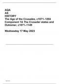 AQA AS HISTORY The Age of the Crusades, c1071–1204 Component 1A The Crusader states and Outremer, c1071–1149  Wednesday 17 May 2023