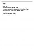 AQA AS HISTORY The Cold War, c1945–1991 Component 2R To the brink of Nuclear War: international relations, c1945–1963  Tuesday 23 May 2023 