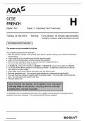 GCSE AQA May 2024 Higher French Paper 1 Listening Including Mark Scheme