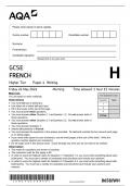 GCSE AQA June 2024 Higher French Paper 4 Writing